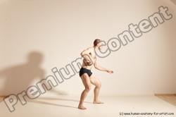 Underwear Gymnastic poses Man White Slim Bald Dancing Dynamic poses Academic